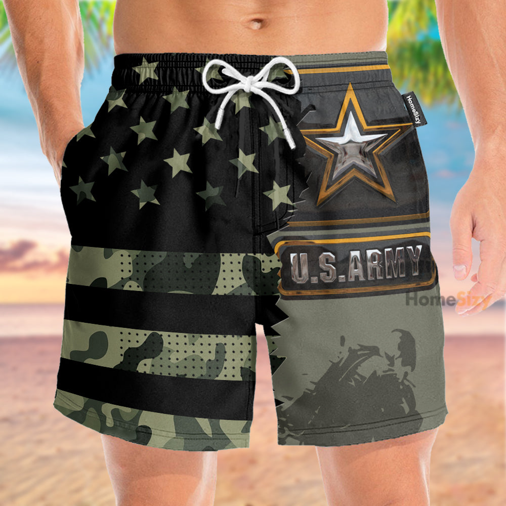 US Army Veteran Metal Star - Beach Shorts