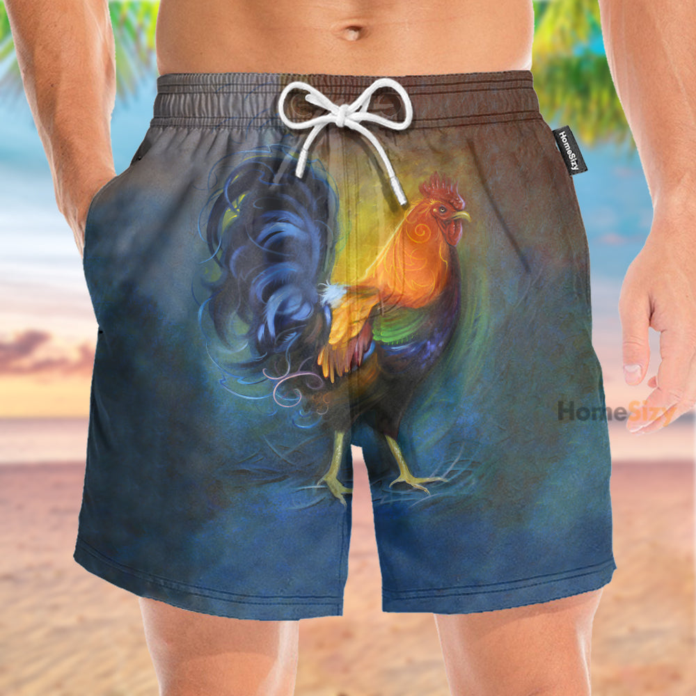 Rooster Tropical Art - Beach Shorts