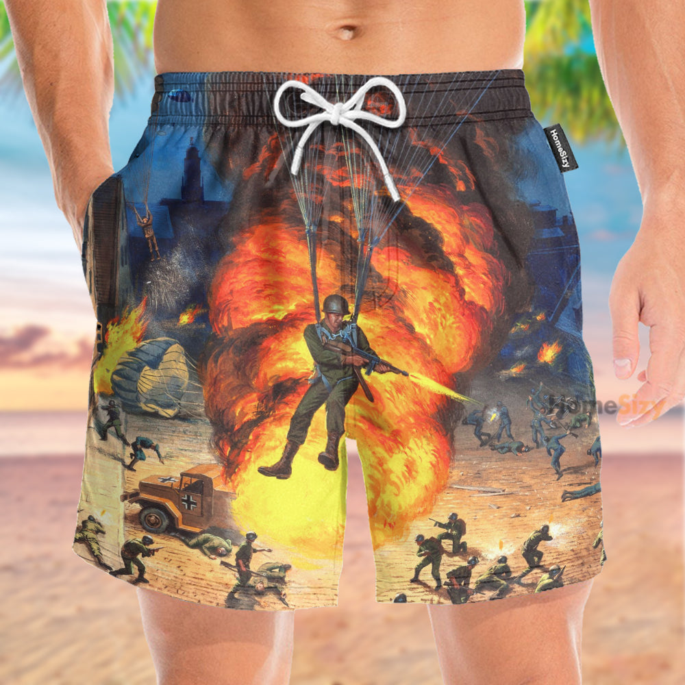 Paratrooper Big Fire - Beach Shorts