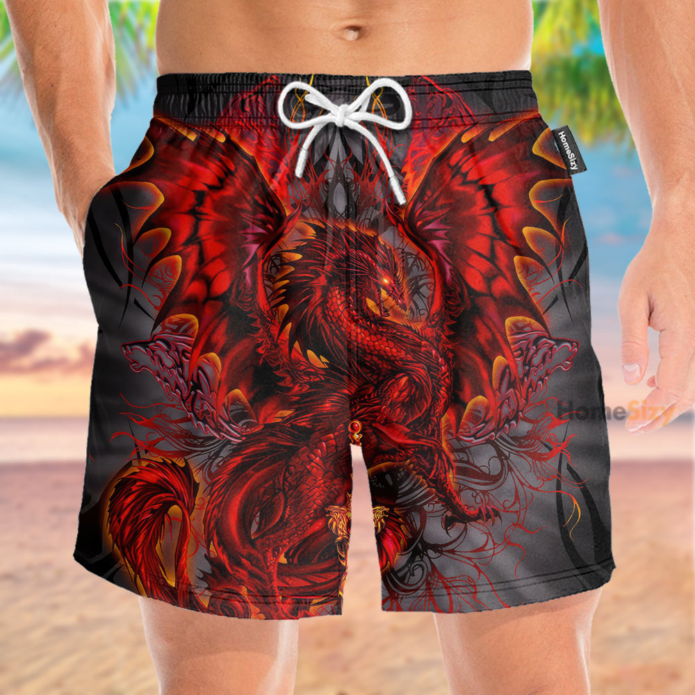 Powerful Red Dragon - Beach Shorts