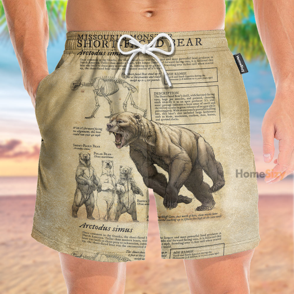 Short-Faced Bear Funny Tropical - Beach Shorts