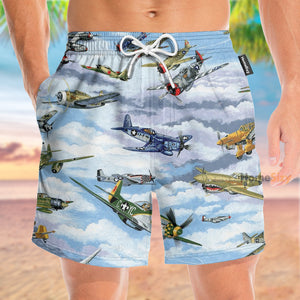 World War 2 Fighter Planes & Aircrafts - Beach Shorts