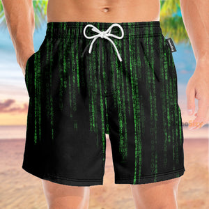 Technology Digital Pattern Green - Beach Shorts