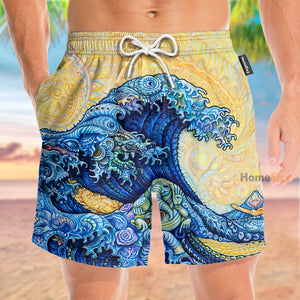 Elephant Mandala Great Wave - Beach Shorts