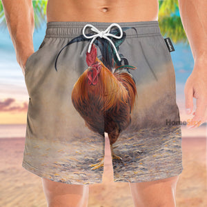 Rooster Funny Image - Beach Shorts