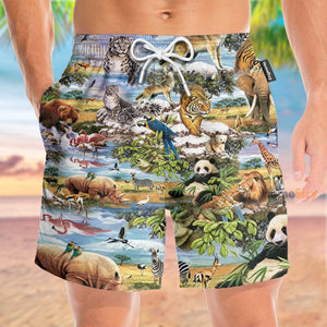 Wild Animals In The Jungle - Beach Shorts