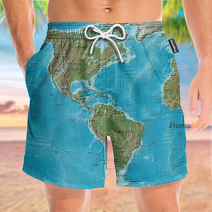 World Map United States - Beach Shorts