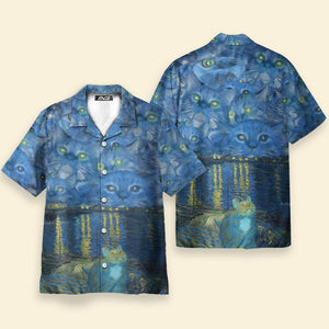 Cat Starry Night Art - Gift For Men And Women -  Hawaiian Shirt