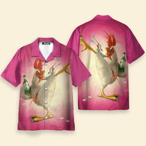 Kungfu Rooster Pink - Hawaiian Shirt