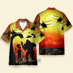 Avis89 Bigfoot Alien And Helicopter - For Men And Women - Hawaiian Shirt