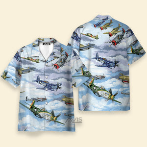 Avis89 World War 2 Fighter Planes & Aircrafts - Hawaiian Shirt