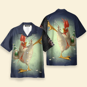 Kungfu Rooster Blue - Hawaiian Shirt