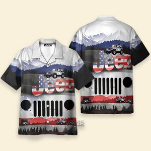 Avis89 Jeep Mountain America Flag Style - Gift For Men And Women - Hawaiian Shirt