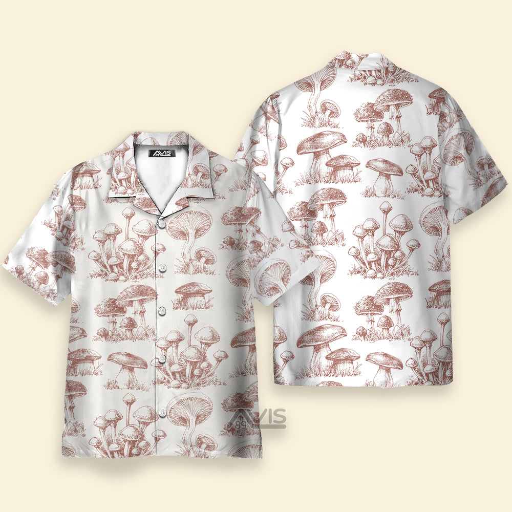 Avis89 Retro Mushroom Summer 80s Beige Color - Hawaiian Shirt