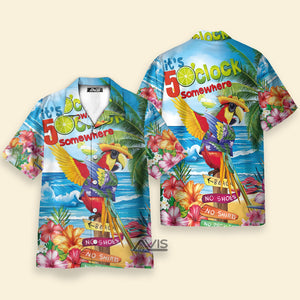 It's 5 O'Clock Somewhere Tropical Parrot Blue - Hawaiian Shirt