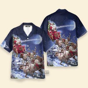 Avis89 Santa Claus With Reindeer On Christmas Day - Hawaiian Shirt