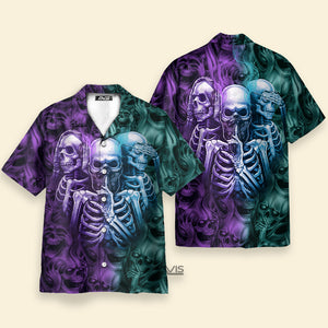 Avis89 Skull Neither Hear Nor See - Hawaiian Shirt