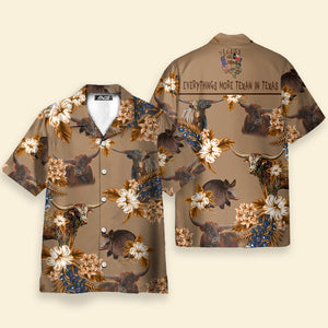 Everything's More In Texas Armadillo And Longhorn Texas Hawaiian Shirt For Men