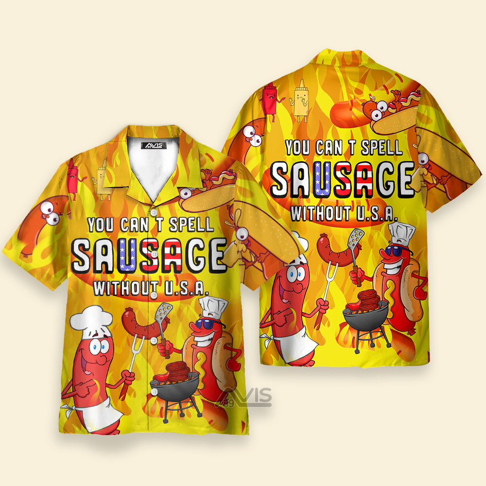 Yellow You Cant Spell Sausage Without Usa - Gift For Hotdog Lovers - Hawaiian Shirt