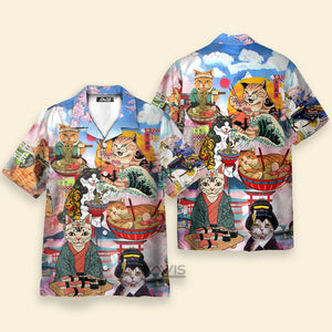 Avis89 Cat Samurai With Ramen Lovely - Hawaiian Shirt