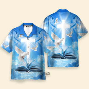 Jesus Dove Fly In The Blue Sky - Hawaiian Shirt