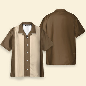 Avis89 50s Bowling Style Khaki Brown - Hawaiian Shirt