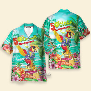 Avis89 It's 5 O'Clock Somewhere Tropical Parrot Light Green - Hawaiian Shirt