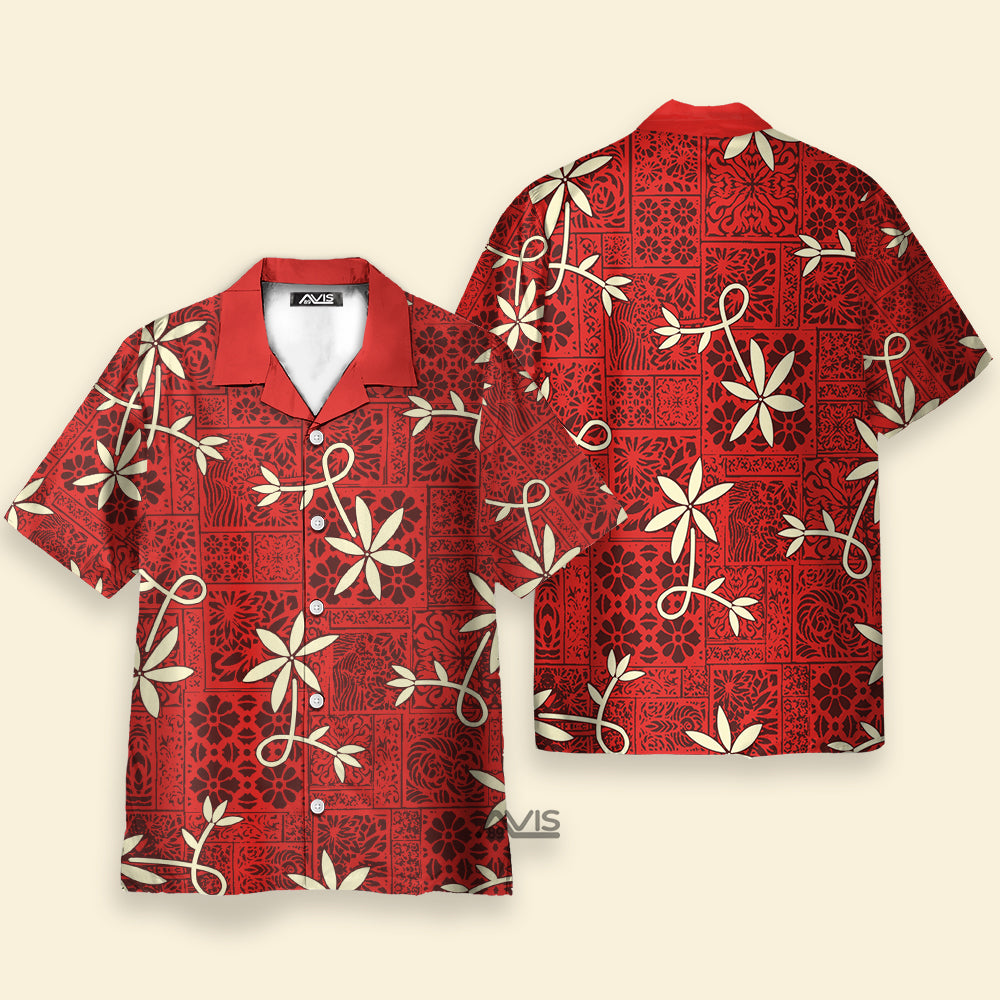 Avis89 Elvis With Flower And Red Background - Costume Cosplay Hawaiian Shirt