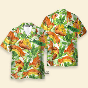 Cat Funny And Jumping Bananas - Hawaiian Shirt