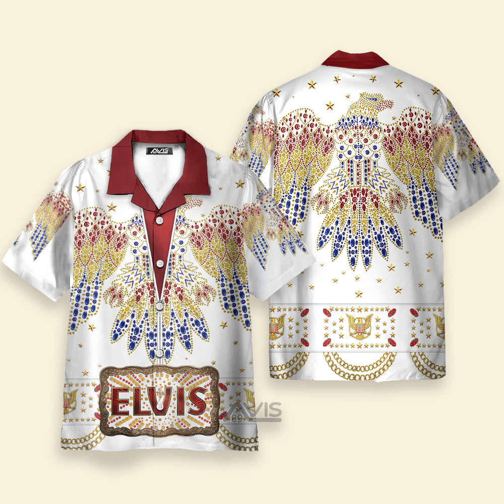 Elvis Aloha White - Costume Cosplay Hawaiian Shirt ELHS04