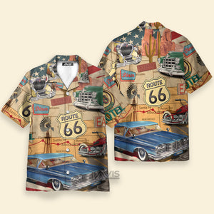 Avis89 Amazing Vintage Muscle Car On Route 66 Vacation - Hawaiian Shirt