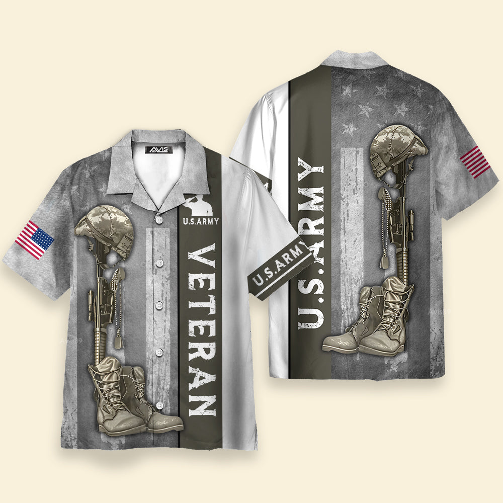 US Army Veteran Gray Hawaiian Shirt