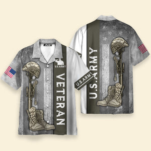 US Army Veteran Gray Hawaiian Shirt