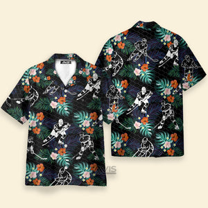 Hockey White Black Patterns - Hawaiian Shirt