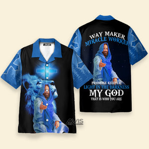 My God Jesus Blue And Black Aloha - Hawaiian Shirt