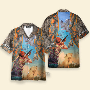 Avis89 Hunting Pigeon Hunting Orange - Gift For Hunting Lovers - Hawaiian Shirt