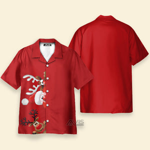 Avis89 Merry Christmas Reindeer Short Sleeve Red - Hawaiian Shirt