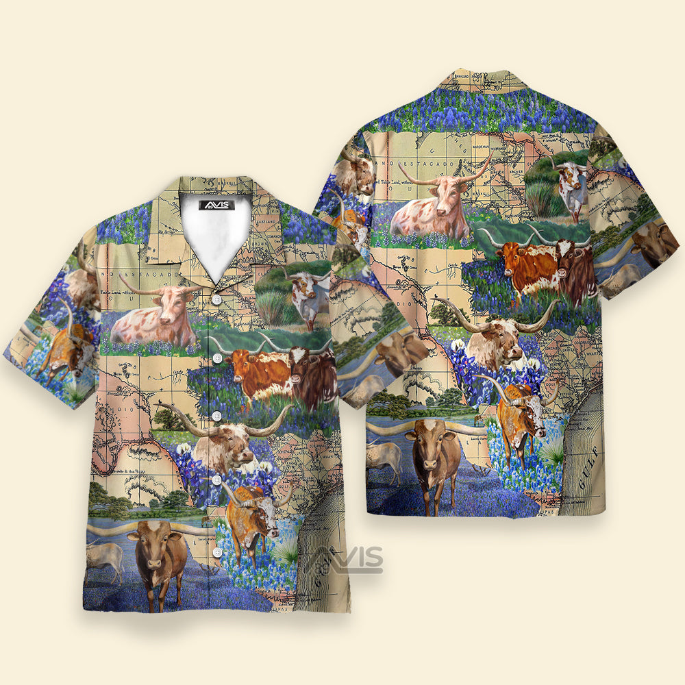 Avis89 Texas Longhorn White And Brown Bulls Unique - Hawaiian Shirt