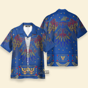 Avis89 Elvis Aloha Blue - Costume Cosplay Hawaiian Shirt