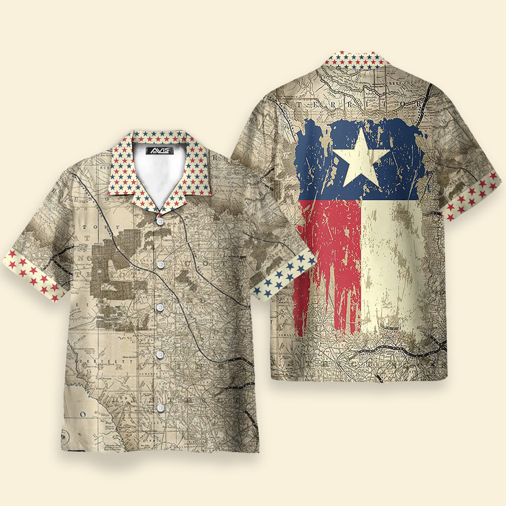 Old Map Of Texas Vintage Unique Hawaiian Shirt For Texas Lovers