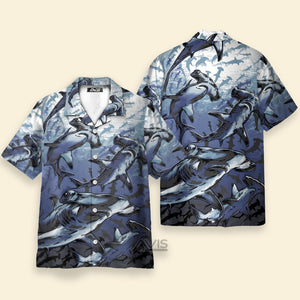 Avis89 Deep Sea Hammerhead Shark Bottom Of The Sea Pattern - Hawaiian Shirt