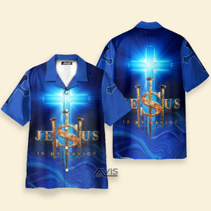 Jesus Is My Savior Blue Aloha - Hawaiian Shirt