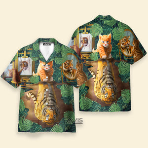 Avis89 Cat And Tiger Leaf - Gift For Cat Lovers - Hawaiian Shirt