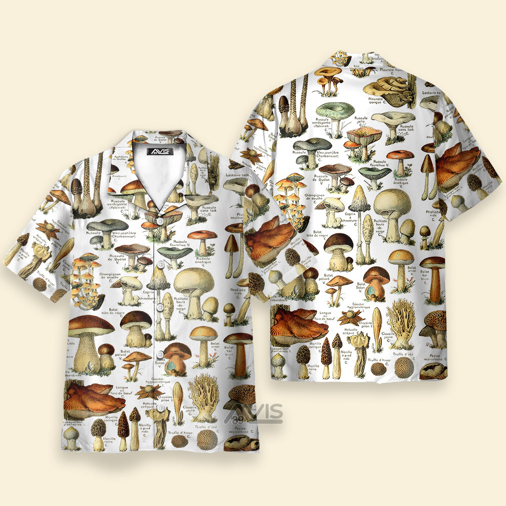 Avis89 Vintage Fungi Types Of Mushroom - For Men And Women - Hawaiian Shirt