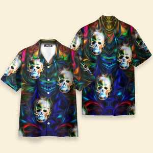 Avis89 Psychedelic Hippie Rainbow Lightning Skull - Hawaiian Shirt