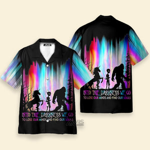 Avis89 Rainbow Bigfoot Alien In To The Darkness We Go - Hawaiian Shirt