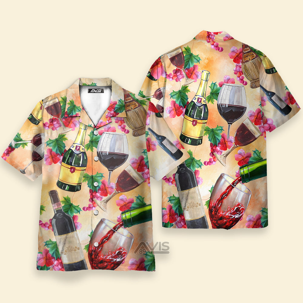 Avis89 Wine Drinking Wine Colorful Style - Hawaiian Shirt