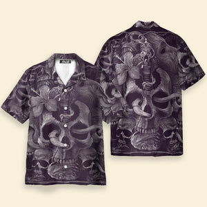 Cthulhu Skull Pattern Flower Purple - Hawaiian Shirt