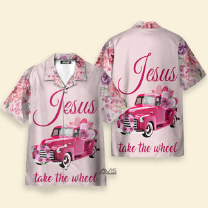 Avis89 Car Jesus Take The Wheel Pink Aloha - Hawaiian Shirt