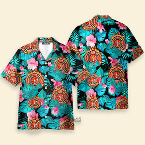 Avis89 Firefighter Hibiscus Flower - For Men And Women - Hawaiian Shirt